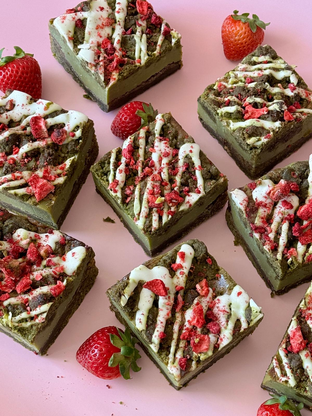 Matcha Strawberry Cookie Pie